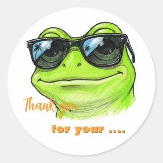 Coole Frosch-Sonnenbrille Runder Aufkleber