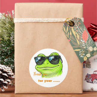 Coole Frosch-Sonnenbrille Runder Aufkleber