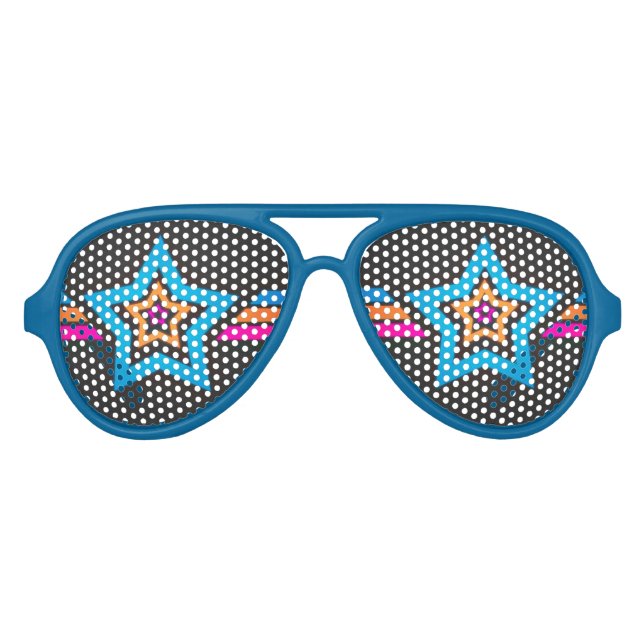 Coole Funky Blue Stars Partybrille (Vorderseite)