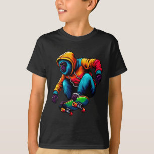 Coole funky Brüllaffen-Skateboard-Illustration T-Shirt