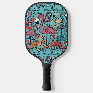 Coole Funky farbenfrohe rosa Flamingos Abstrakt Pickleball Schläger