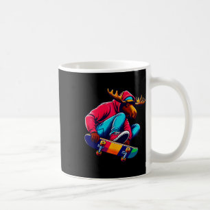 Coole funky-Moose-Skateboarding-Illustrationskunst Kaffeetasse
