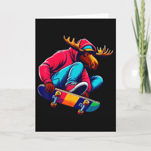 Coole funky-Moose-Skateboarding-Illustrationskunst Karte