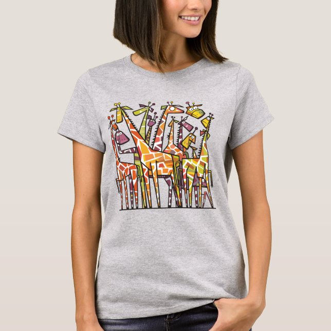 Coole Funny Giraffe Abstrakte Kunst T-Shirt (Vorderseite)