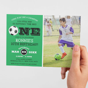 Coole Fußball-Kinder-Foto-Geburtstag Einladung