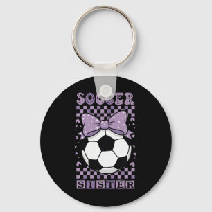Coole Fußball-Schwester Ll Cute Purple Coquette Bo Schlüsselanhänger