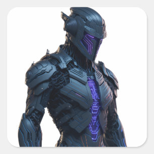 Coole futuristische Roboterkonstruktion von hoher  Quadratischer Aufkleber