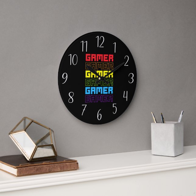 Coole Gamer Wortart Große Wanduhr (Büro)