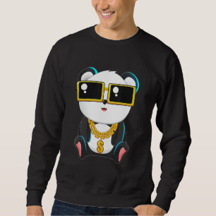 Coole Gangsta Panda Bear Bling Hip Hop Musik Sweatshirt
