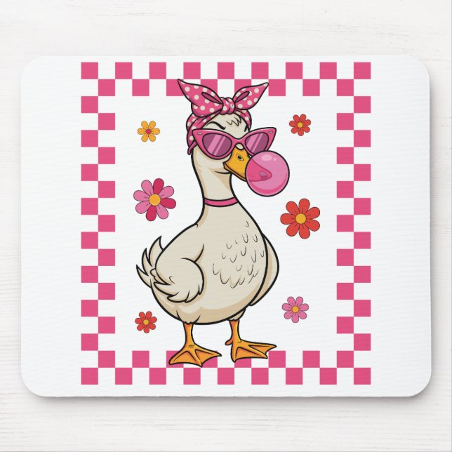 Coole Gans mit Bubblegum Mousepad (Vorne)