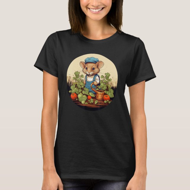 Coole Gartenmaus mit Tomate für die Gartensaison T-Shirt (Vorderseite)