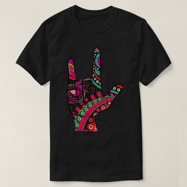 Coole Gefärbte Krawatte Liebe Amerikanische Gebärd T-Shirt (Design vorne)