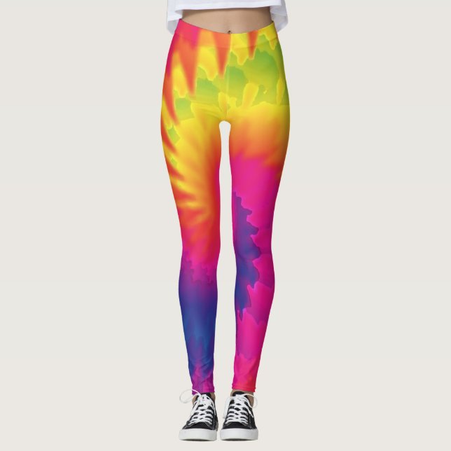 Coole Gefärbte Krawatte Regenbogen-Mode Leggings (Vorderseite)