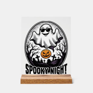 Coole Geist Halloween Vintage Gravur Tee Art_1 Acrylschild