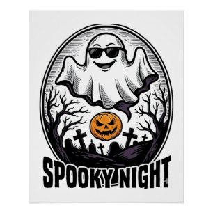 Coole Geist Halloween Vintage Gravur Tee Art_1 Poster