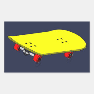 Coole gelbe Skateboard Rechteckiger Aufkleber
