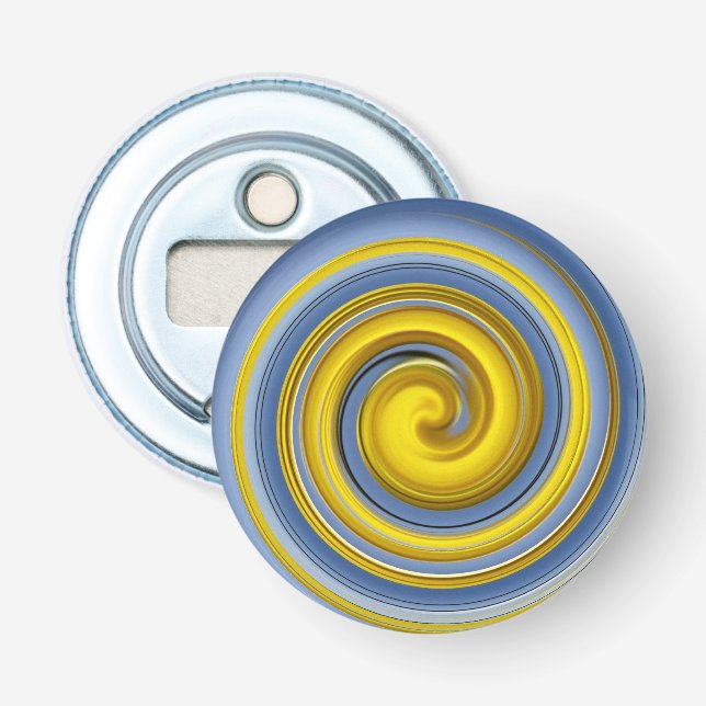 Coole gelbe und blaue Spirale Flaschenöffner (Vorderseite)