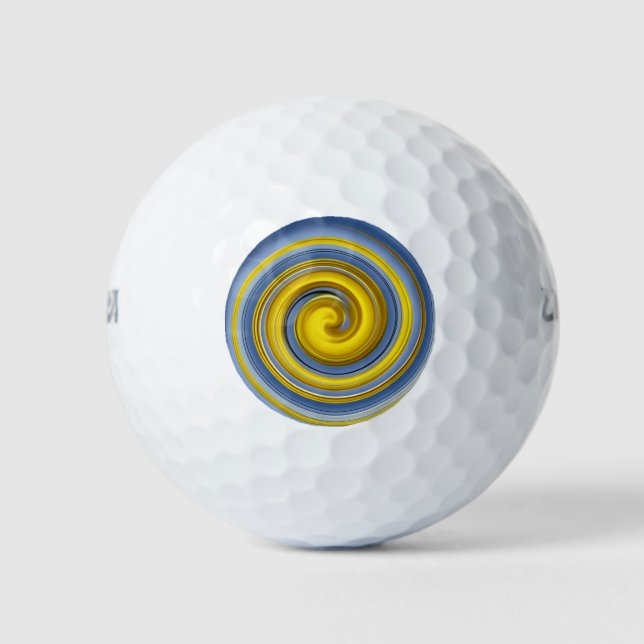 Coole gelbe und blaue Spirale Golfball (Vorderseite)