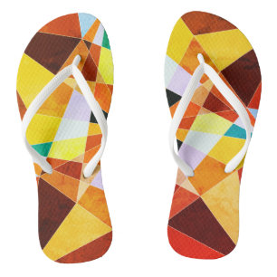Coole geometrische Formen in warmen Farben Flip Flops