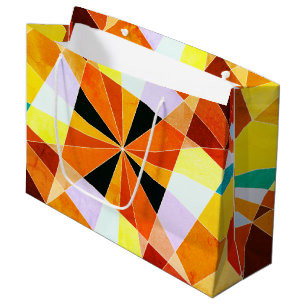Coole geometrische Formen in warmen Farben Große Geschenktüte