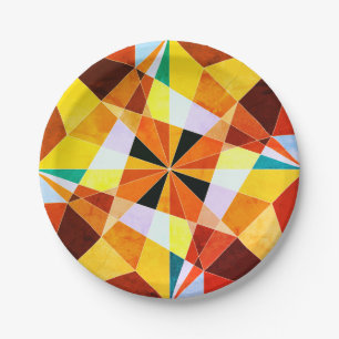 Coole geometrische Formen in warmen Farben Pappteller