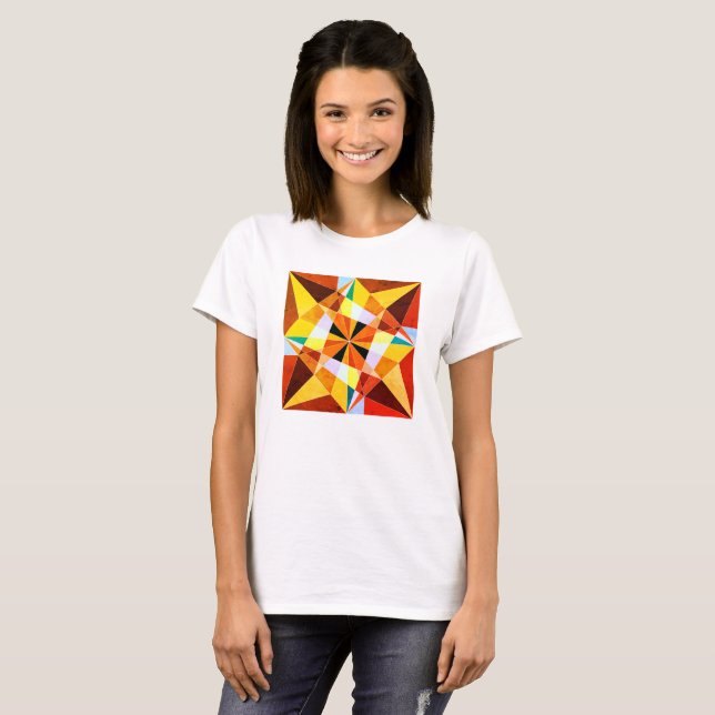 Coole geometrische Formen in warmen Farben T-Shirt (Vorne ganz)