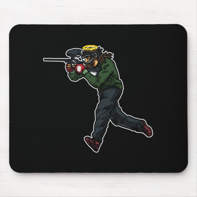 Coole Geschenkidee Jesus Paintball Mousepad (Vorne)