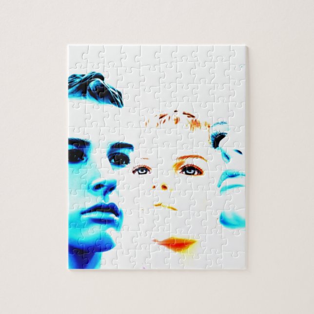 Coole Gesichter (drei Freunde), minimalistisches D Puzzle (Vertikal)