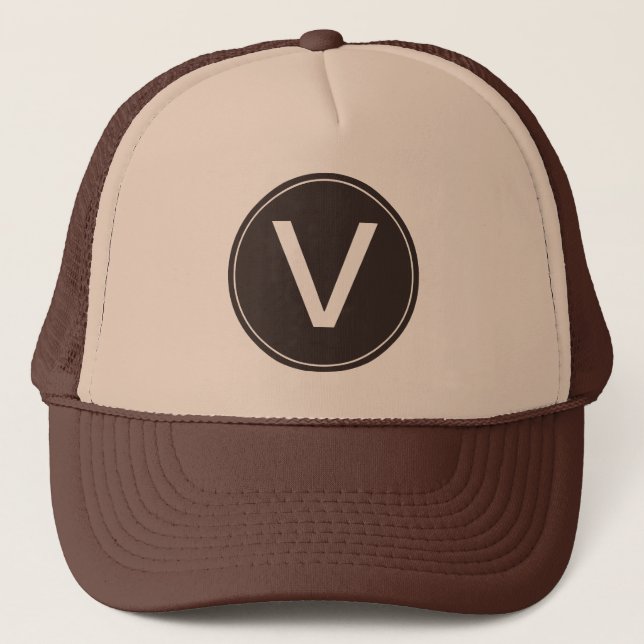 coole, gesunde Bräune und braune Monogramm-Initial Truckerkappe (Vorderseite)