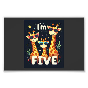 Coole Giraffe 5. Geburtstagsfeier 5 Jahre alter Kl Fotodruck
