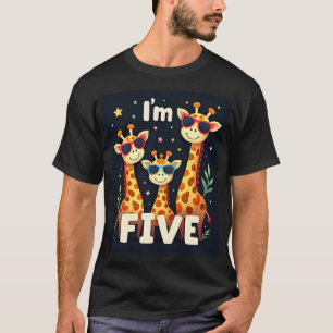Coole Giraffe 5. Geburtstagsfeier 5 Jahre alter Kl T-Shirt