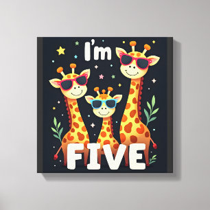 Coole Giraffe 5. Geburtstagsfeier 5 Jahre altes Kl Leinwanddruck