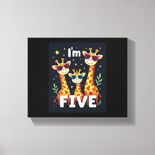 Coole Giraffe 5. Geburtstagsparty 5 Jahre Alt Leinwanddruck (Vorderseite)
