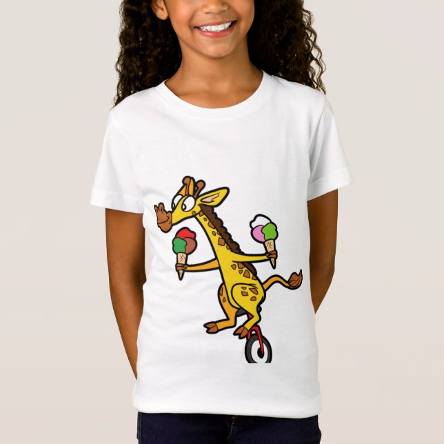 Coole Giraffe Einrad Ice Creme T-Shirt (Vorderseite)