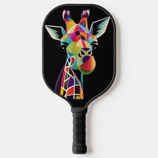 Coole Giraffe-Gesicht Abstrakt Pickleball Schläger (Vorderseite)