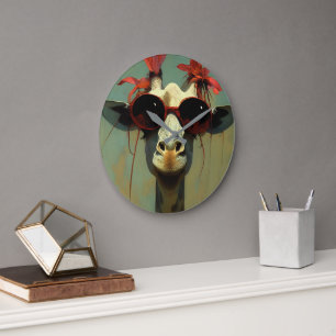 Coole Giraffe Große Wanduhr