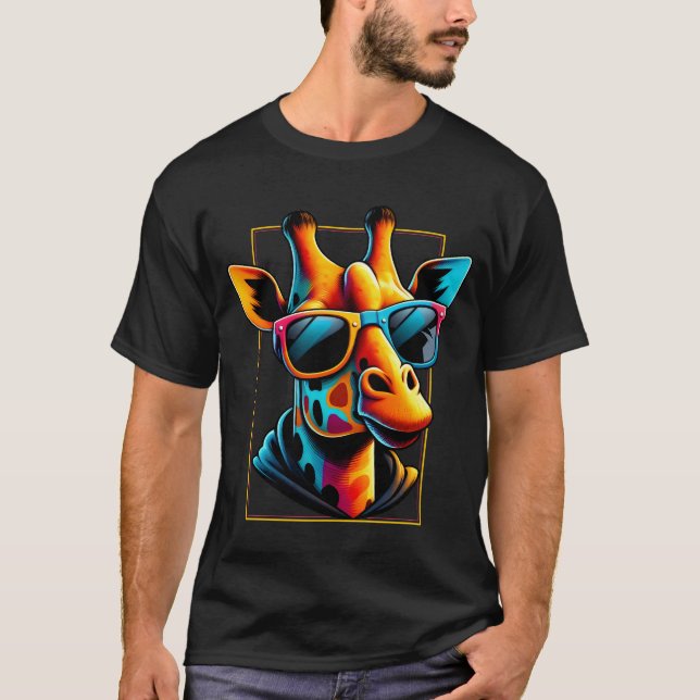 Coole Giraffe mit Brillen T-Shirt (Vorderseite)