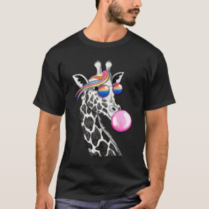 Coole Giraffe mit Sonnenbrille und Kaugummi T-Shirt