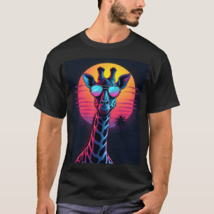 Coole Giraffe Mit Sonnenbrille Unter Sonnenunterga T-Shirt