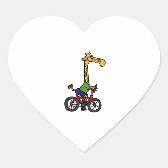 Coole Giraffe Reitrad Herz-Aufkleber (Vorderseite)