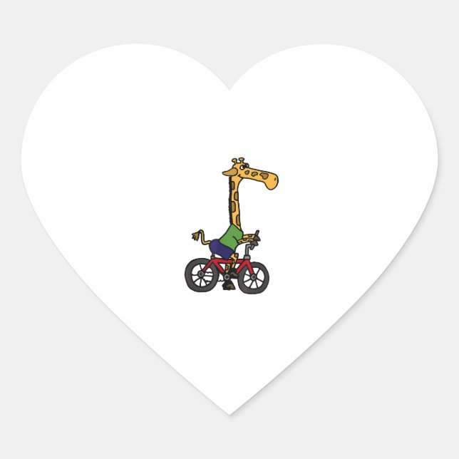 Coole Giraffe Reitrad Herz-Aufkleber (Vorderseite)