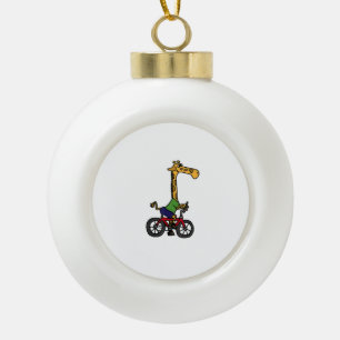 Coole Giraffe Reitrad Keramik Kugel-Ornament