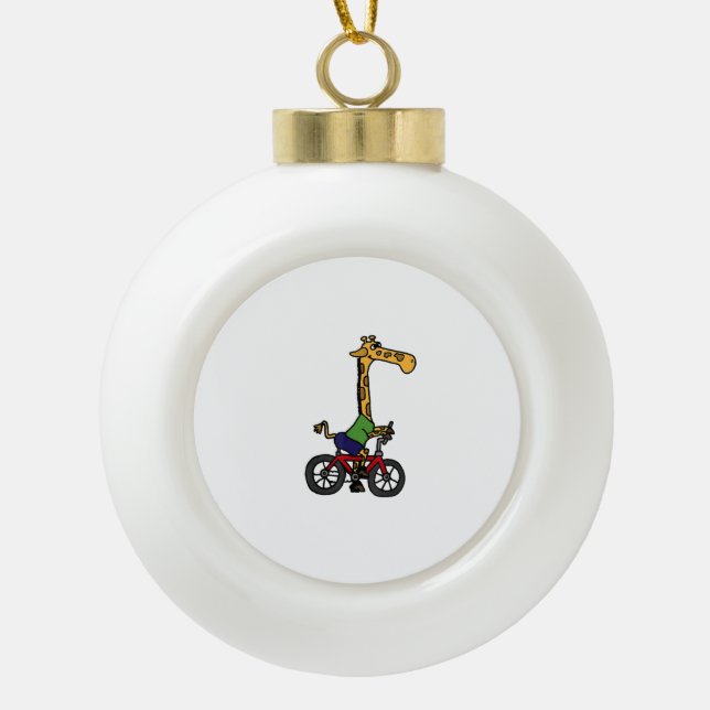 Coole Giraffe Reitrad Keramik Kugel-Ornament (Vorderseite)