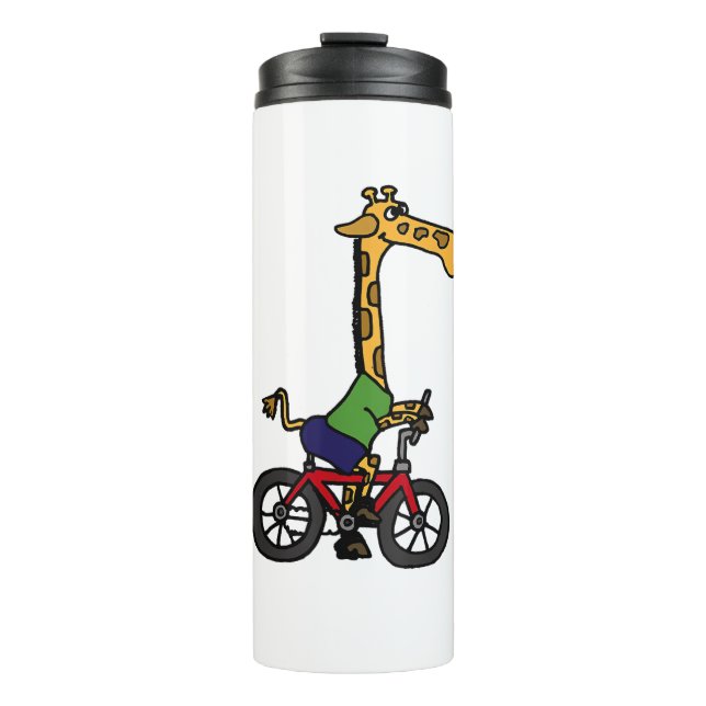 Coole Giraffe Reitrad Thermosbecher (Vorderseite)