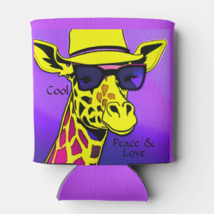 Coole Giraffe Sonnenbrille Frieden und Liebe Dosenkühler