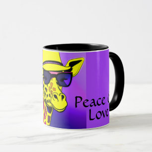 Coole Giraffe Sonnenbrille Frieden und Liebe Tasse