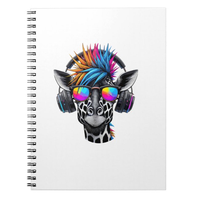 Coole Giraffe-Sonnenbrille Kopfhörer Giraffen Notizblock (Vorderseite)