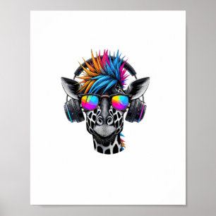 Coole Giraffe Sonnenbrille Kopfhörer Giraffen   Poster
