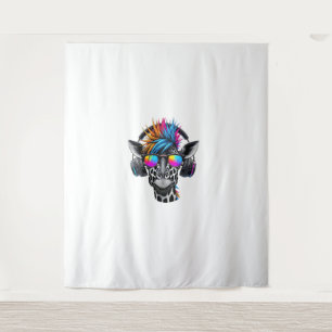 Coole Giraffe-Sonnenbrille Kopfhörer Giraffen Wandteppich