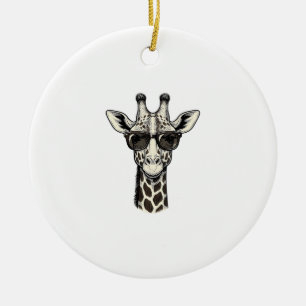 Coole Giraffe-Sonnenbrille Vintage Gravur Shirt_1 Keramik Ornament